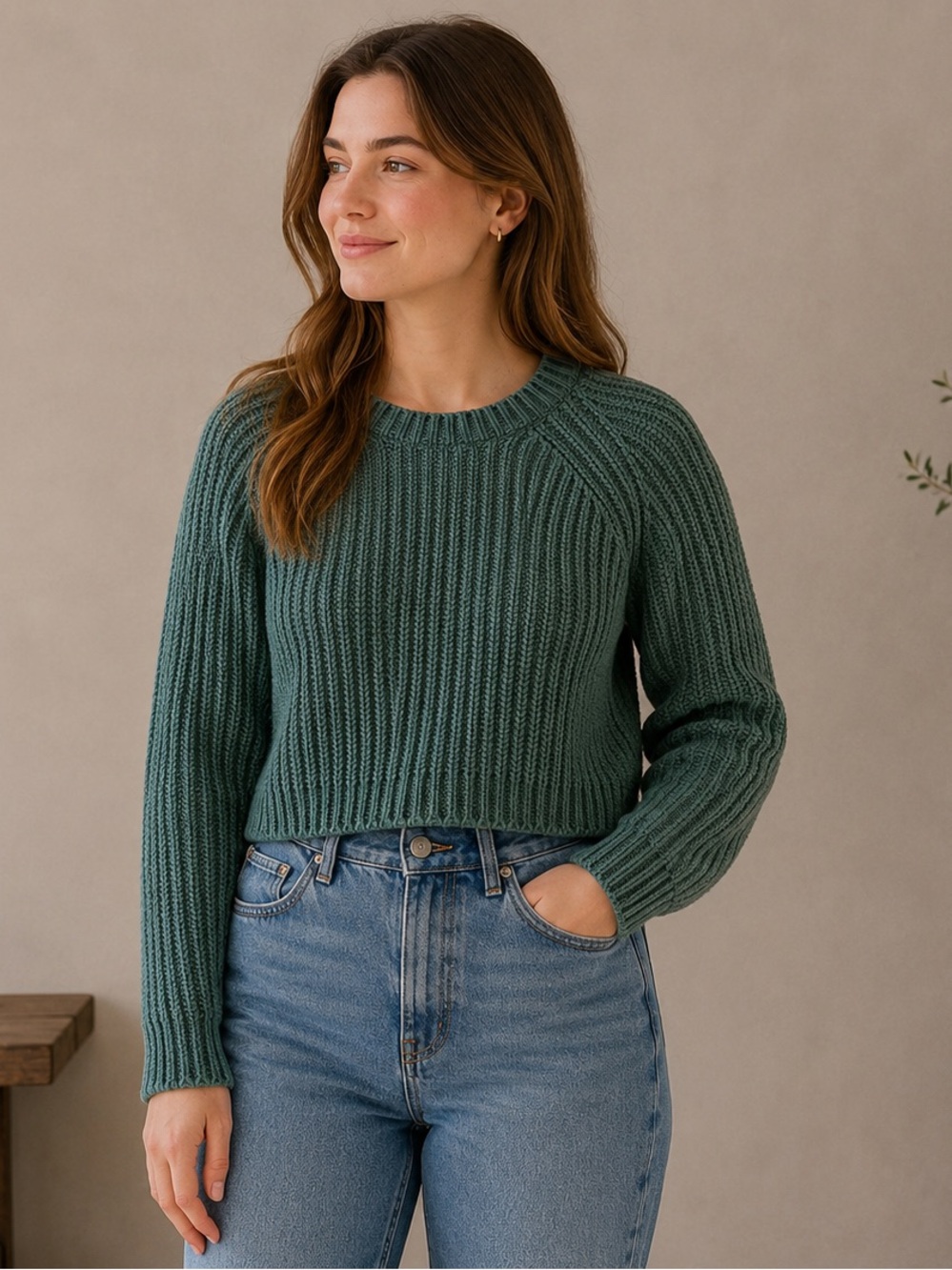 Ralph Lauren Forest Green Ribbed Crewneck Sweater